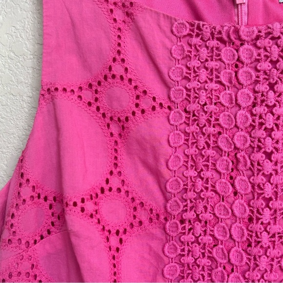 Eliza J Pink Eyelet Sheath Dress 0 Sleeveless Summer Floral Embroidered Circles - Picture 4 of 6